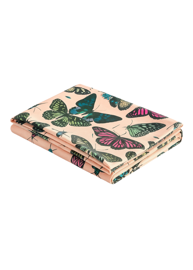 Mantel terciopelo mariposas vivas; Fondo rosa palo