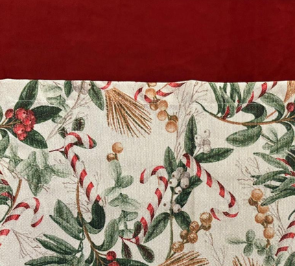Toalha de mesa em veludo vermelho com estampado natalício | 160 x 270 cm
