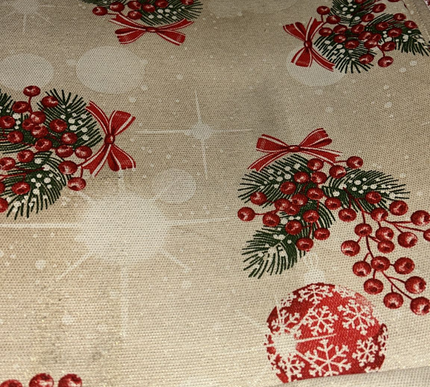 Toalha de mesa de Natal com flor de azevinho e glitter | 130 x 240 cm; 170 x 270 cm