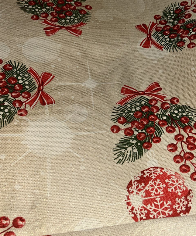 Mantel navideño Flor de Acebo con brillo