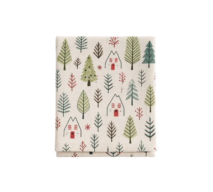 Toalha de mesa de Natal com pinheiros | 140 x 300 cm