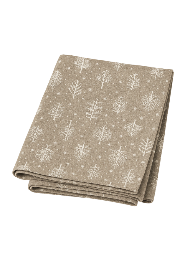 Mantel navideño abetos con copos de nieve con brillo