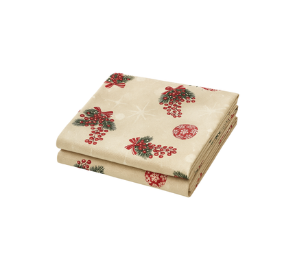 Toalha de mesa de Natal com flor de azevinho e glitter | 130 x 240 cm; 170 x 270 cm