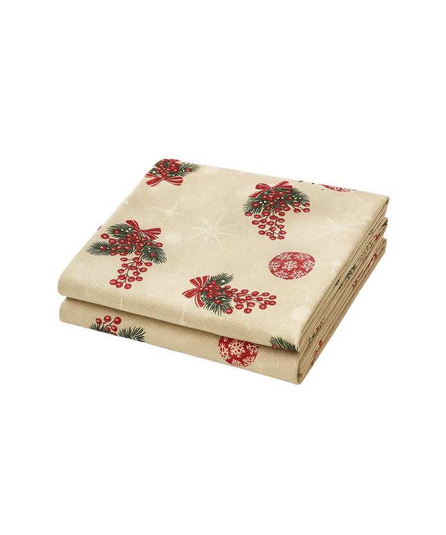 Mantel navideño Flor de Acebo con brillo