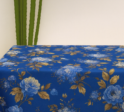 Mantel Vibras Botánicas navideñas azul cobalto