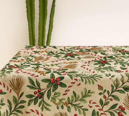 Toalha de mesa brilhante de Natal | 135 x 135 cm; (Caminho de mesa) 50 x 50 cm; (Caminho de mesa) 50 x 190 cm; (Jogos Americanos) 34 x 34 cm