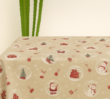 Toalha de mesa de Natal com enfeites brilhantes do Pai Natal | 130 x 240 cm