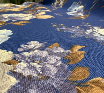 Mantel Vibras Botánicas navideñas azul cobalto