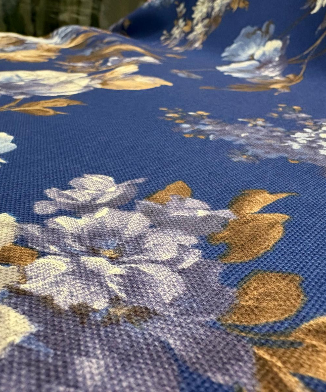 Mantel Vibras Botánicas navideñas azul cobalto