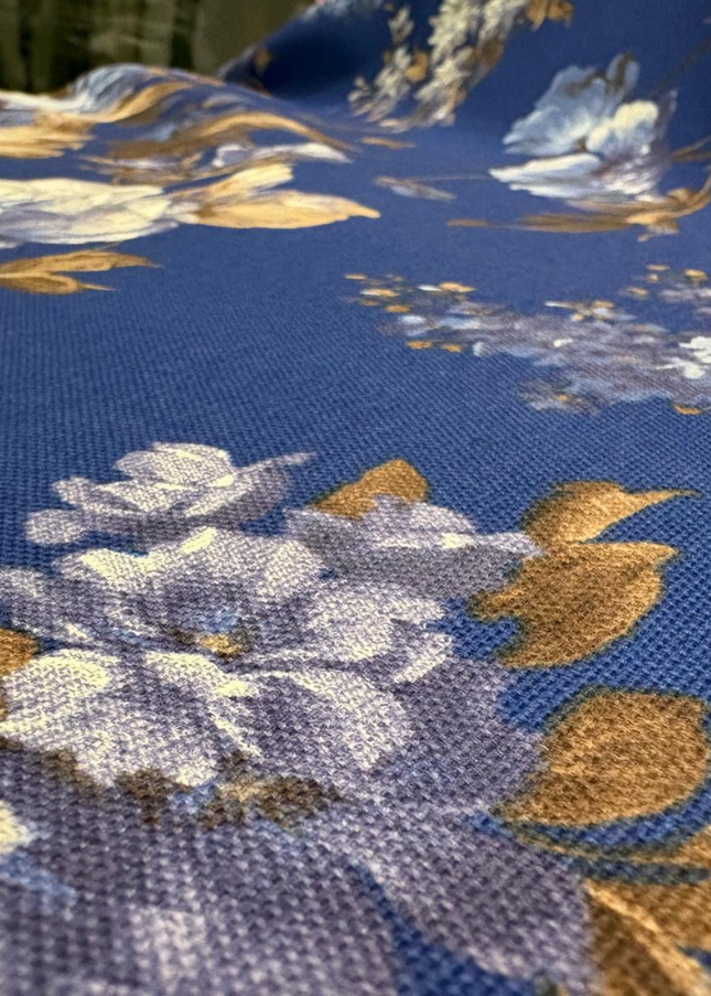 Mantel Vibras Botánicas navideñas azul cobalto