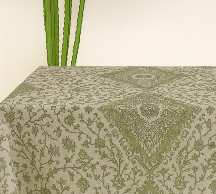 TOALHA DE MESA ESTAMPADA COM JARDIM PERSA; 220x270cm