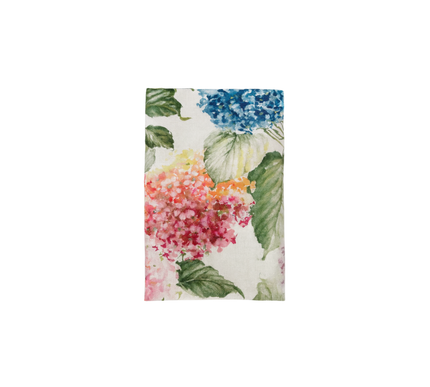 TOALHA DE MESA ESTAMPADA COM FLOR DE HORTÊNSIA