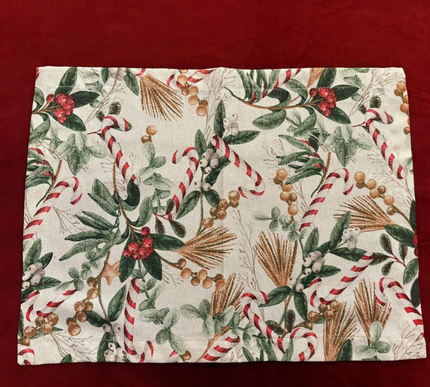 Toalha de mesa brilhante de Natal | 135 x 135 cm; (Caminho de mesa) 50 x 50 cm; (Caminho de mesa) 50 x 190 cm; (Jogos Americanos) 34 x 34 cm