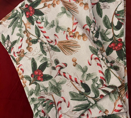 Toalha de mesa brilhante de Natal | 135 x 135 cm; (Caminho de mesa) 50 x 50 cm; (Caminho de mesa) 50 x 190 cm; (Jogos Americanos) 34 x 34 cm