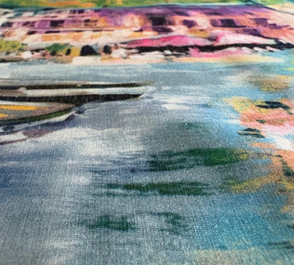 STRIPE BLUE and Off-White Printed Tablecloth