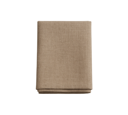 TOALHA DE MESA EM LINHO. Cor bege, areia molhada.
