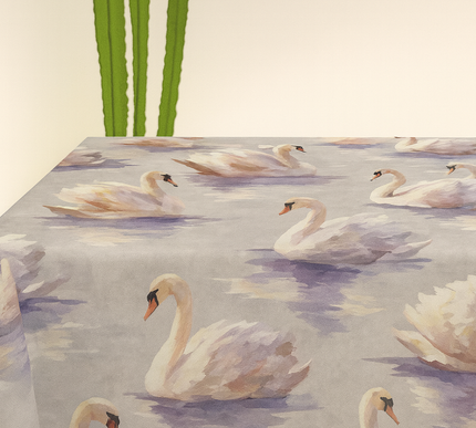Toalha de mesa estampada com lago de cisnes | 135 x 280 cm; 235 x 270 cm