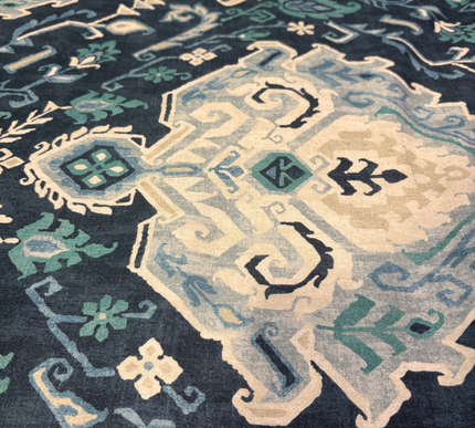 TOALHA DE MESA ESTAMPADA EM SAFIRA DAMASCO | 135x520cm