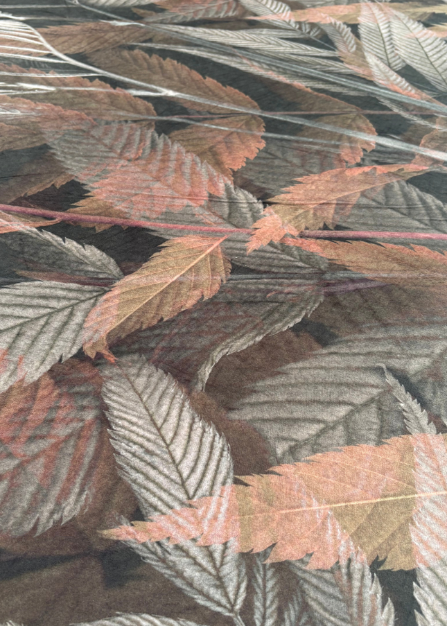 Mantel terciopelo velvet; hojas otoñales