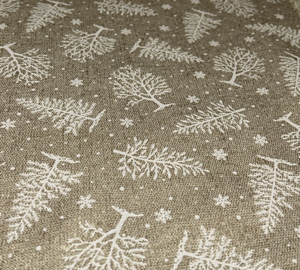 Toalha de mesa de Natal com pinheiros e flocos de neve brilhantes | 130 x 240 cm; 130 x 250 cm