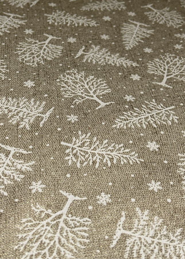 Mantel navideño abetos con copos de nieve con brillo