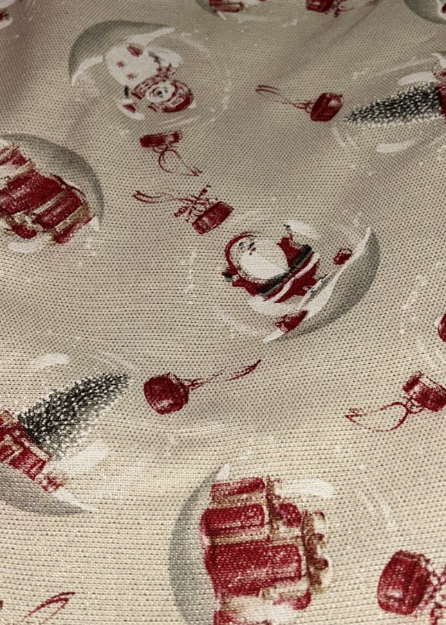 Mantel navideño bolas de papa noel con brillo